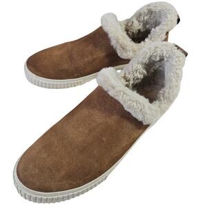 Timberland Sz10 W's Skyla Bay Suede Faux Fur Lined Warm Slipon brown shoes Cabin